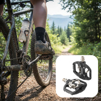 Bearing Fluid Self-Locking Bike Pedal Adjustable Tension Clipless Pedal Long-Lasting Wide Platform for Cyclists, Road Cycling