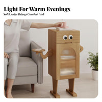 Space-Saving Robot light Table Multi-Functional Side Cabinet Drawer Storage Household Furniture Serving Tray Feature for Interior Design aficionados, home dwellers, Living Room, Bedroom, Lounge Area, Entryway