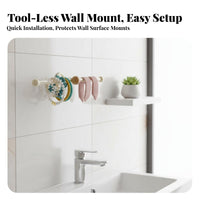 Drillno-Drill Installation Hair Accessory Hanging Rod Space Saving Hanging Bow Organizer Elegant Design Wall Rack Multi-Purpose for Parents, Toddlers, Bathroom, Bedroom, Vanity Area, Dressing Room