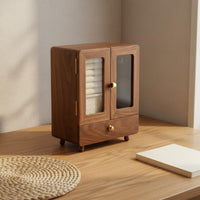 Velvet Lining Walnut Jewelry Box Built-in Mirror Multi-Layer Jewelry Box Closure