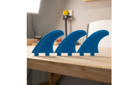 3 Pieces Flexible and Stable Blue Plastic Wave-Riding Fins Screws Double Tab Surfboard Fins Glass Fiber Reinforced Thruster Fin Set