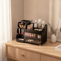 Makeup Organizer with Drawers Desktop Vanity Organizer with Side Cubbies Cosmetic Storage Drawer Unit Divided for Teens