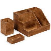 Office Organizer with Pen Holder, 3 Tier Desktop for Professionals, Solid Wood File Rack for Desk Storage Set