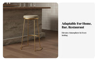 Golden Frame Backless Counter Stool Modern Design Bar Chair Minimalist Design Seating Furniture Padded Seat for Adults, Homeowners, Business Owners, Cafe, Restaurant, Kitchen Island, Dining Room