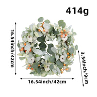 Artificial Pumpkin Wreath Nordic Style Holiday Greenery Door Wreath Easy to Hang Home Decor for Christmas