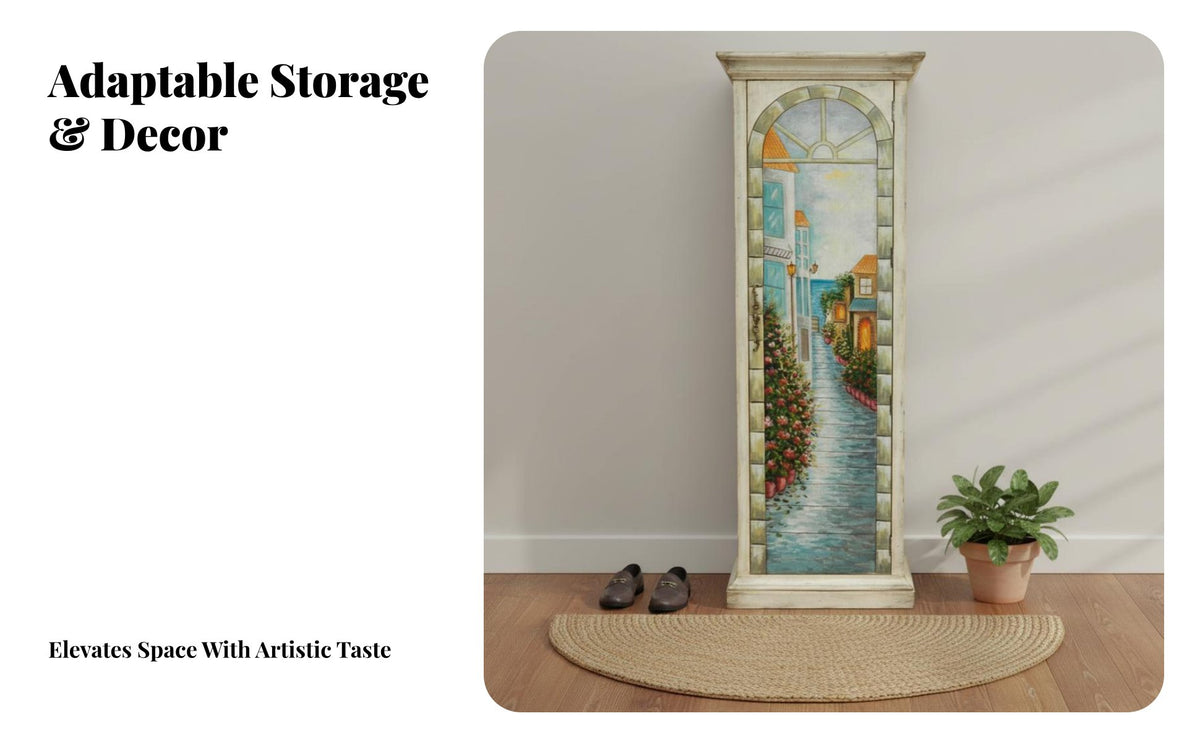 Painted Mirrored Shoe Cabinet Rustic Country aesthetic Footwear Organizer Integrated Full-Length Mirror Storage Furniture for Entryway, Hallway, Bedroom