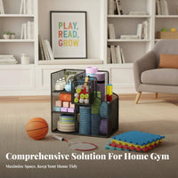 With Wheels Exercise Mat Holder Cart Space Saving Design Rolling Fitness Equipment Cart Large Capacity Home Gym Storage Organizer Long-Lasting Construction