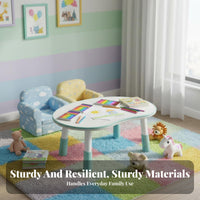 Height-Adjustable Peanut Table and Bunny Chair Set Multi-Functional Design Multifunctional Table and Chair Set Wipe-Clean Desktop children's Furniture Strong Load-Bearing for Toddlers, Preschoolers, Childs 2-8, Kindergarten, Preschool, Playroom