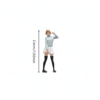 1:64 Scale Female Figure 3D Printed JK Style Mini Figurine Hand Painted Model Car Scene Figure for Hobbyists, Collectors