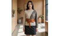Genuine Leather Belt with Removable Strap Cowhide Waist Cincher Comfortable Wide Belt Soft for Sweaters