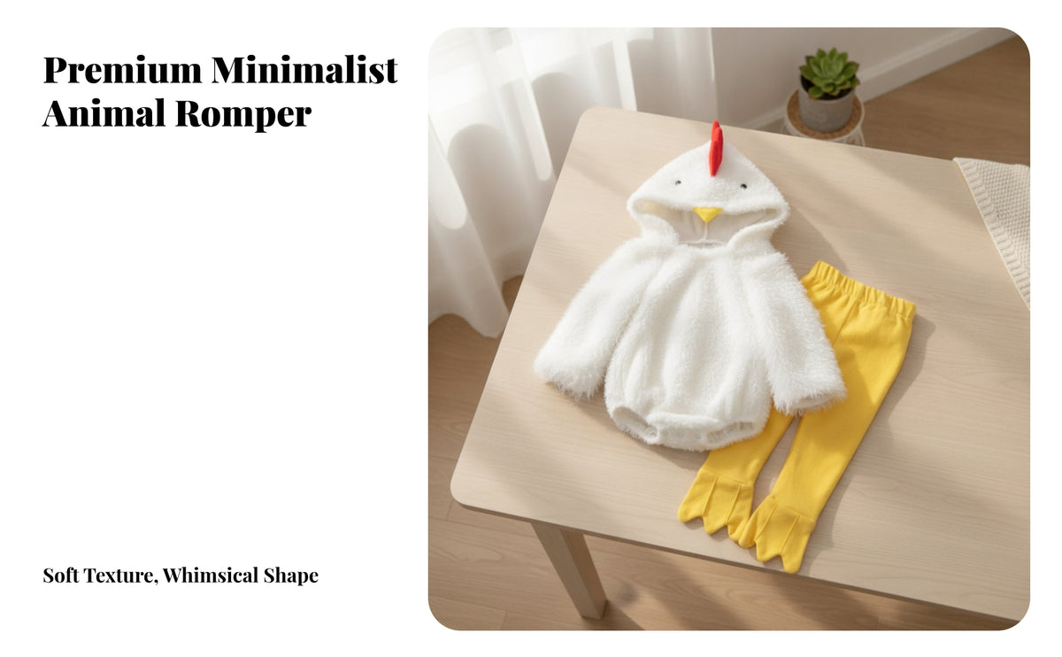 Adorable Chicken Cosplay Outfit | Soft material, Cozy Cartoon Styling, Chicken Romper with Pants, for Photo Shoots