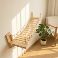 Solid Wood Wooden Cat Bridge with Rope Sturdy Wall-Mounted Cat Bridge Long-Lasting Natural for Cats