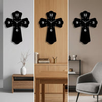 Modern Cross-Shaped Wall Clock Battery Operated Cross Wall Clock Compact Timepiece Lightweight for Living Room, Bedroom