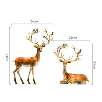 2 Pieces Deer Ornament Flower Antlers Deer Statue Hand Painted Home Decor for Living Room, TV Stand
