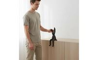 3 Pieces Luxury Look Long Ear Bunny Decor Rim Hanging Legs Sitting Rabbit Statue Modern Design Rabbit Figurine Black Finish for TV Cabinet, Entryway, Living Room