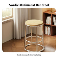 Minimalist Design Backless Round Bar Stool Sturdy Construction Nordic Design Counter Stool Built-in Footrest Backless Metal Barstool Versatile for Cafe Owners, Homeowners, Adults, Restaurant, Pub, Home, Dining Room