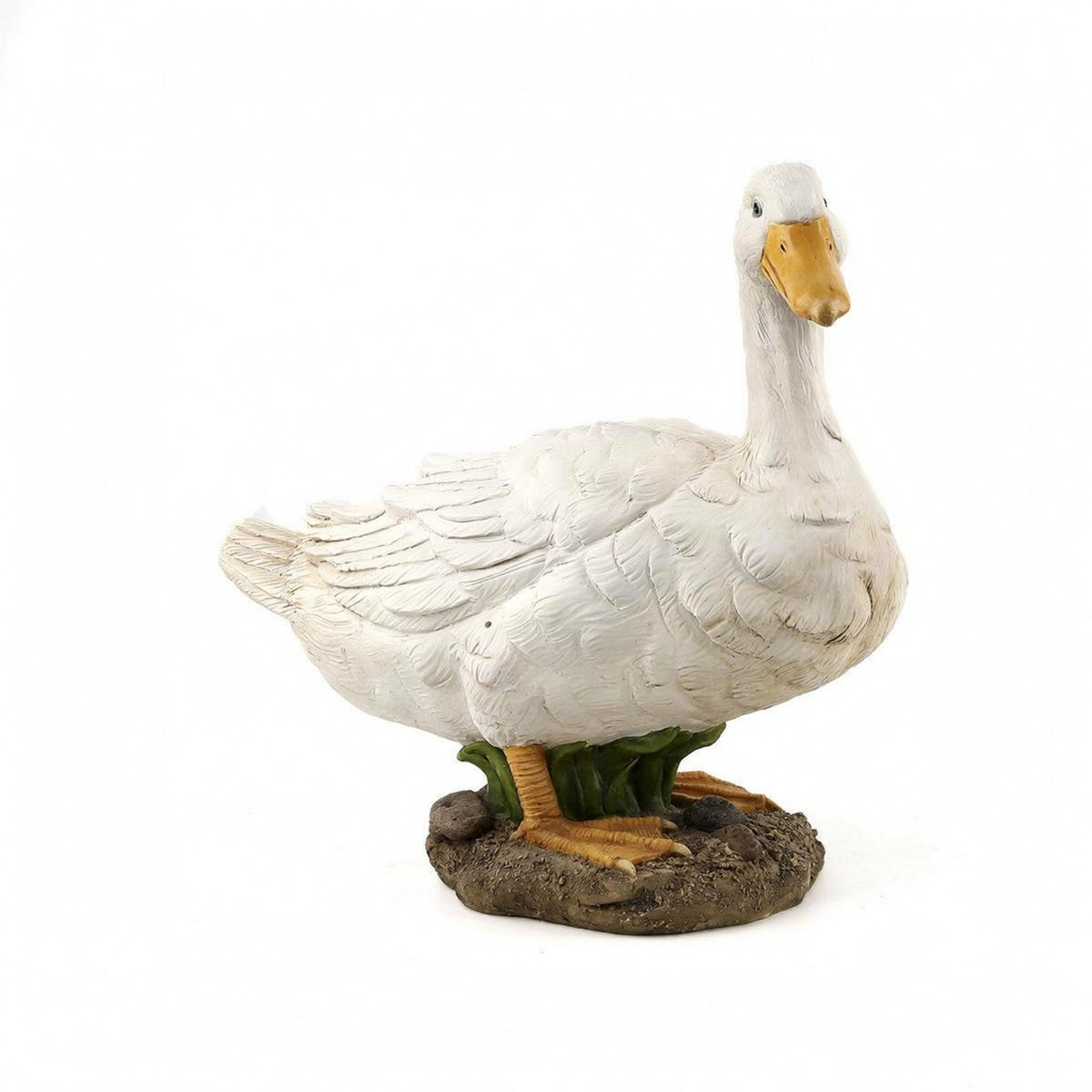 Resin Duck Ornament Textured Feathers Duck Courtyard Decoration Rock-Like Base Outdoor Decor for Pond, Landscape