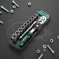 Reversible Ratchet Socket Wrench Set Industrial Grade Quick Release Ratchet Set Long-Lasting Mechanic Tool Kit Ergonomic Handle for Mechanics, Garage