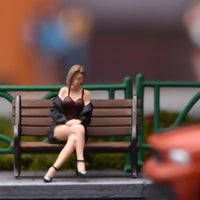 Cross-Legged Woman Figurine 1/64 Scale Seated Woman Figurine Refined Facial Details Female Resin Sculpture