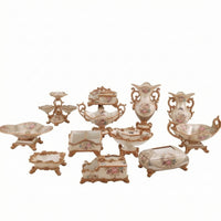 12 Pieces Decorative Collection with Pedestal Vases Elegant Home Accents Cream