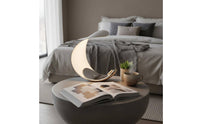 Curved Crescent Moon Lamp Modern C-Shaped Lamp Glossy Moon Table Light White and Silver for Bedroom, Living Room, Indoor