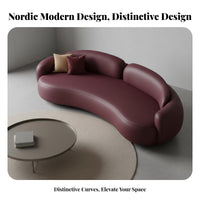 High-Density Foam Filling Irregular Shape Loveseat Skin-Friendly Curved Sofa Solid Wood Frame Modern Freeform Couch Ergonomic Support for Apartment Dwellers, Interior Designers, Design Enthusiasts