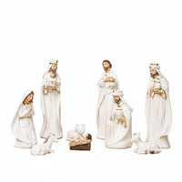 9 Pieces Collectible 9 Piece Nativity Set Vivid Details Christmas Nativity Set Detailed Carving Christmas Manger Scene Figurines Hand-Painted for Collectors, Church Groups, Tabletop, Mantlepiece