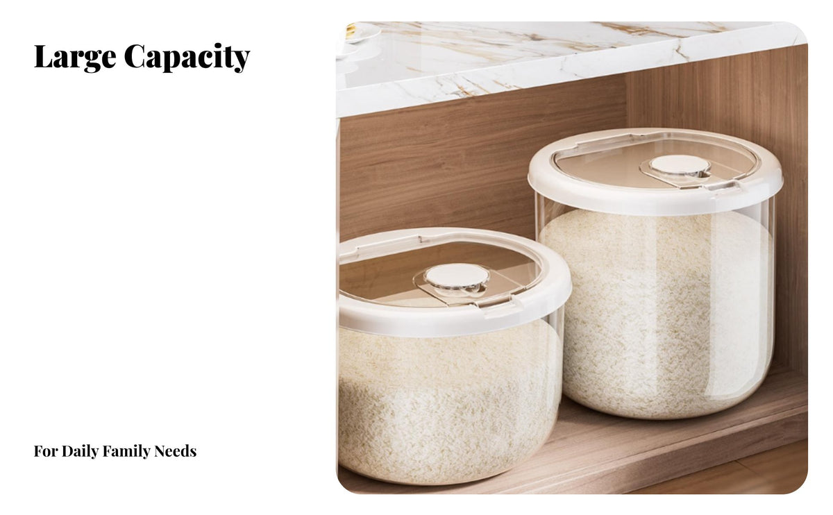 Rice Storage Container Humidity-Preservation Airtight Rice Bin Large Capacity Sealed Grain Bin for Countertop, Cabinet