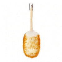 Plush Wool Duster White and Orange Soft Wool Dust Cleaner Slim Handle Soft Fiber Duster Hanging Loop for Piano Keyboard, Musical Instruments