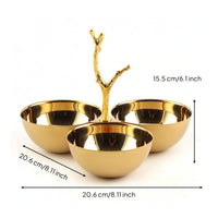 Snack Bowl Stand Gold-Finish Snack Serving Bowl with Stand Candy Dish with Handle Polished Decorative for Hosts, Dining Table