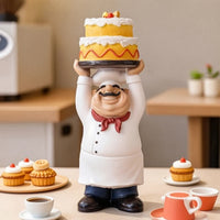 Chef Figurine with Cake Bakery Theme Chef Figurine Tabletop Decor for Culinary Artists, Chefs, Kitchen, Cafe, Restaurant