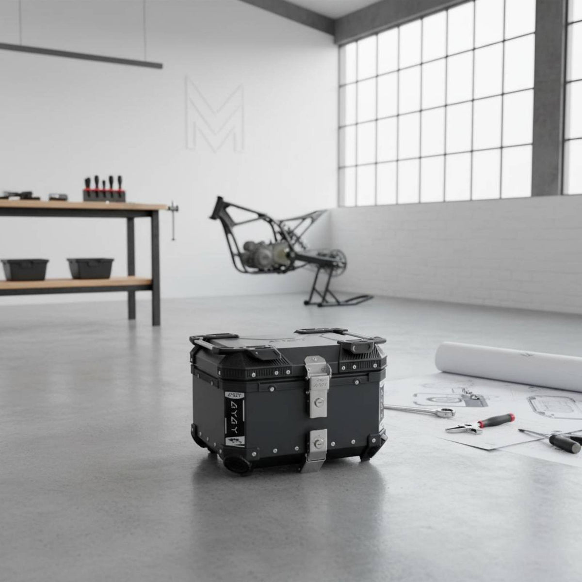 Anti-Theft Lock 30L Motorcycle Luggage Box Corner Protection Aluminum Motorcycle Trunk Dustproof for Motorcyclists, Touring