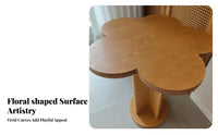 Minimalist Design Pedestal Side Table Natural Wood Look Petal-Shaped Side Table Compact Household Furniture Versatile for Apartment Dwellers, Interior Designers, Living Room, Bedroom, Small Areas, Entryway