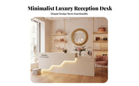 Modern LED Reception Desk Light Luxury Design Modern Reception Desk Thickened Desktop Illuminated Welcome Counter for Business Owners, Company Lobby