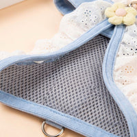 Cat Harness and Cat Leash Set with Flower Applique, Vest-Style Polyester Small Cat Harness and Kitten Harness for Outdoor Cat Pet Walking Use