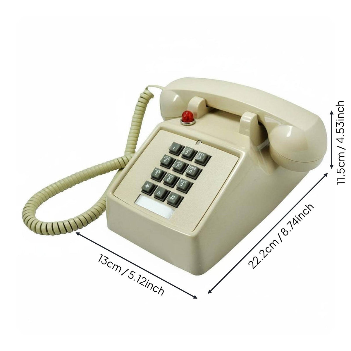Mechanical Ringer Retro Push-Button Telephone Adjustable Volume Classic Desk Telephone Long-Lasting Construction Home Electronics for Seniors, Office