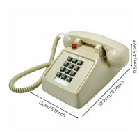 Mechanical Ringer Retro Push-Button Telephone Adjustable Volume Classic Desk Telephone Long-Lasting Construction Home Electronics for Seniors, Office