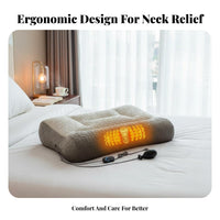 With Heat Heated Neck Pillow Breathable Material Cervical Contour Pillow Adjustable for Back Sleepers, Insomniacs, Sleeping, Home