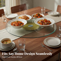 Glass Rotating Tray Seamless Rotation Glass Dining Table Turntable Round Serving Rotator for Families, Hosts