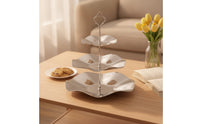 Three-Tier Serving Tray Stand Non-Slip Tiered Serving Stand with Handle Sleek Sturdy for Hosts, Parties, Weddings