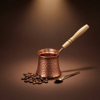 Turkish Coffee Pot Copper Coffee Pot with Wooden Handle Compact Briki for Home Baristas