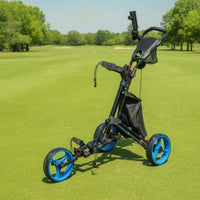 Golf Push Cart with Umbrella Holder Compact Golf Push Cart with Mesh Net Adjustable for Golfers