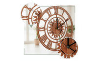 Wood-Grain Wooden Wall Clock Decorative Cutout Wall Clock Rustic Openwork for Entryway