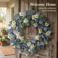 Front Door Wreath Spring Summer, Door Wreath Spring Handmade Floral, Front Door Wreath for Easter Decor, Door Wreath Spring for Entryway Decor