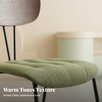 Retro Inspired Upholstered Side Chair Minimalist Design Channeled Seat Side Chair Soft Textile Upholstery Seating Furniture Comfortable Cushion for Cafe Owners, Interior Designers, Homeowners, Dining Room, Bedroom, Study, Home Office