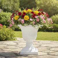 Pedestal Planter Roman-Style Urn Planter Raised-Relief Flower Pot for Gardeners