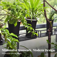 European & aesthetic Hanging plant Pot Rack Wide Design Hanging Planter shelf spaceSaving Railing Shelf Anti-Rust Coating for Gardeners, Apartment Dwellers, Homeowners, Balcony, Patio, Porch, opening