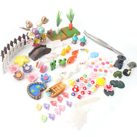 118-Piece Pond Moonlight Micro Landscape Ornament Set with Stars, Moon, Lotus, Frogs, and Swans