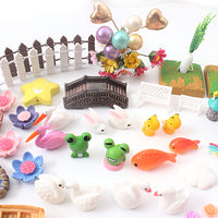 118-Piece Pond Moonlight Micro Landscape Ornament Set with Stars, Moon, Lotus, Frogs, and Swans