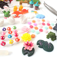 118-Piece Pond Moonlight Micro Landscape Ornament Set with Stars, Moon, Lotus, Frogs, and Swans
